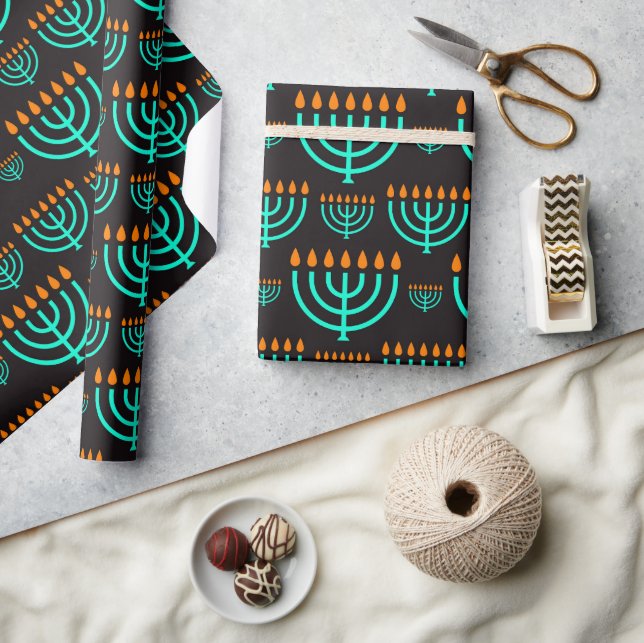 Papel De Presente Menorahs de Hanukkah (Artesanato)