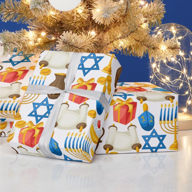 Papel De Presente Menorás Para Hanukkah (Feriados)