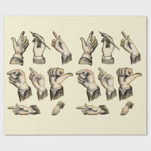 Papel De Presente Mens hand Gestures Vintage art colage