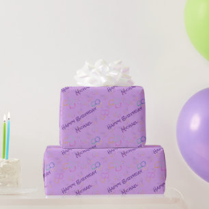 Papel De Presente Mensagem de aniversário no Ube Wrapping Paper