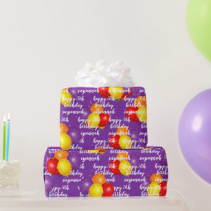 Papel De Presente Mensagem de Modelo de Aniversário dos Balões Color