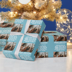 Papel De Presente Mensagem de Natal com Tipografia Moderna e Foto Pe