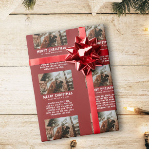 Papel De Presente Mensagem de Natal com Tipografia Moderna e Foto Pe