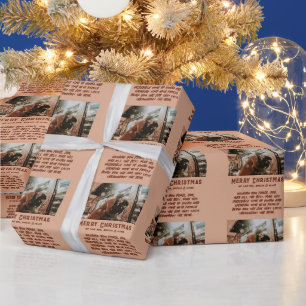 Papel De Presente Mensagem de Natal com Tipografia Moderna e Foto Pe