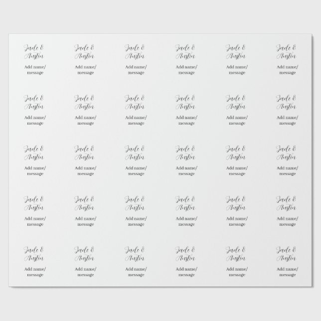 Papel De Presente mensagem de nome de casal de casamento data românt (Aberto)