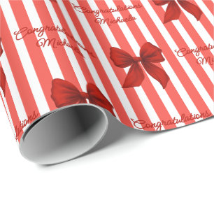 Papel De Presente Mensagem Personalizada Laços Vermelhos Coquette Pa