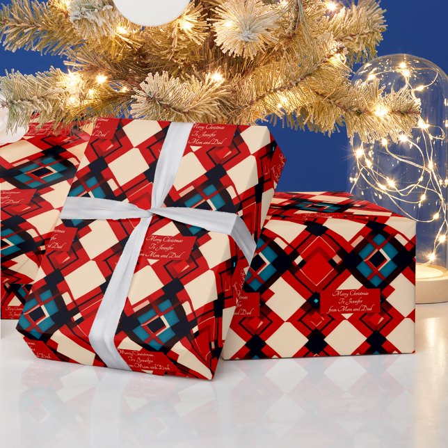 Papel De Presente Mensagem personalizada na geometria do Natal (Criador carregado)