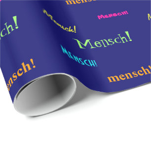 Papel De Presente Mensch! - Palavras coloridas/judaísmo