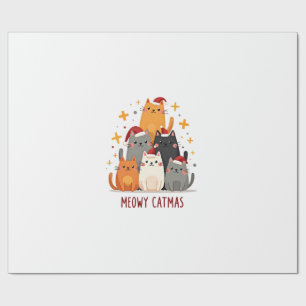 Papel De Presente Meowy Catmas Gato Árvore de Natal Natal (1)