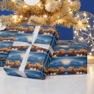 Papel De Presente Mercado de Natal nas montanhas