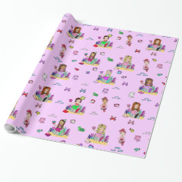 Papel De Presente Mermaid and Sea Creatures Girl's Gift Wrap