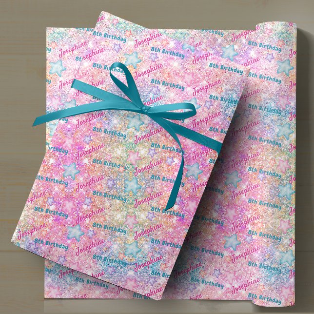 Papel De Presente Mermaid whimsical colorful birthday custom (Criador carregado)