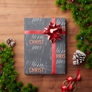 Papel De Presente Merry CHRISTmas Chalk Cristo Cristão Caligrafia