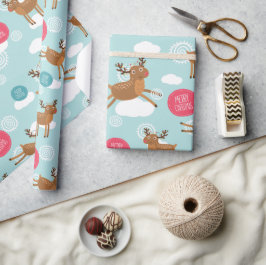 Papel De Presente Merry Christmas Prancing Wrapper Wrappaper