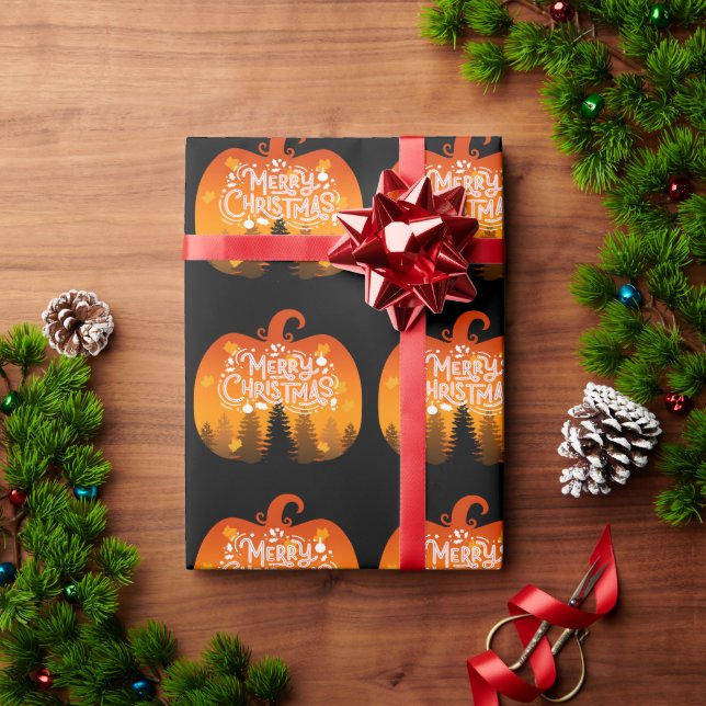 PAPEL DE PRESENTE MERRY CHRISTMAS PUMPKIN HOLIDAY SEASON (Presente de Natal)