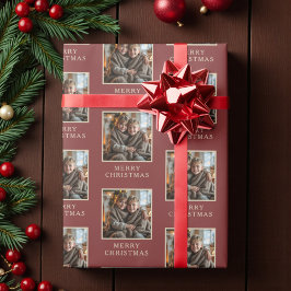 Papel De Presente Merry Christmas Red Photo Holiday