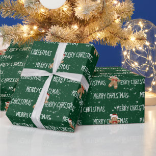Papel De Presente MERRY CHRISTMAS Texto Com Homens Gengerpão