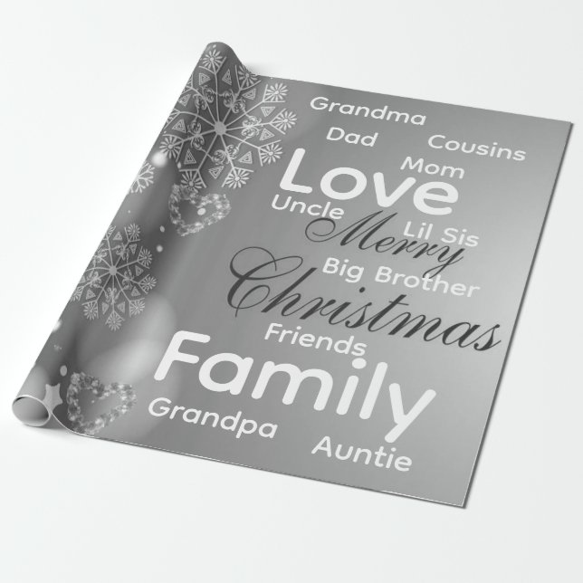 Papel De Presente Merry Christmas Wrapping Family Love Friends  (Desenrolado)