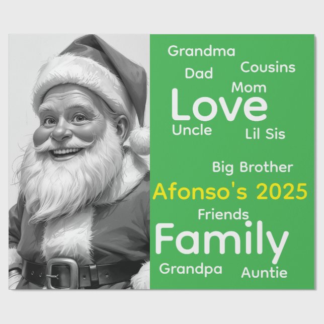 Papel De Presente Merry Christmas Wrapping Family Love Santa  (Aberto)