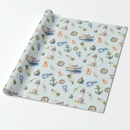 Papel De Presente Merry Coastal Christmas Wrapping Paper