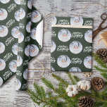 Papel De Presente Merry Everything Calligraphy Round Photo Green<br><div class="desc">Photo wrapping paper, personalized with your picture and hand lettered with Merry Everything in brushed calligraphy. The photo template is set up to display your picture in a round shape. If you have any problems with picture placement, try cropping your photo to a square and re-uploading it. The background color...</div>