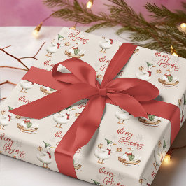 Papel De Presente Merry Goosemas | Whimsical Goose Christmas Holiday
