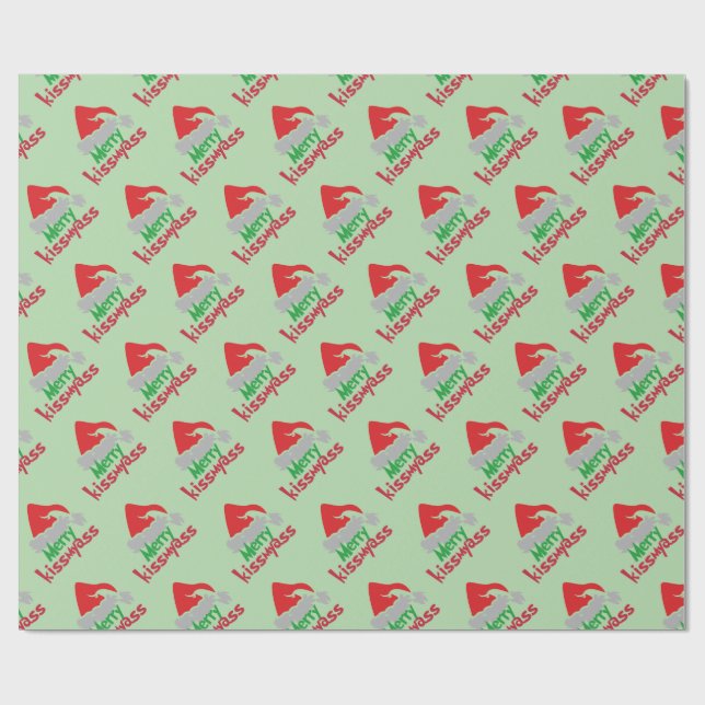 Papel De Presente Merry Kissmyass Funny Christmas Wrapping Paper (Aberto)