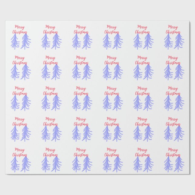 Papel De Presente Merry Natal - Pinheiros de pinheiros roxos (Aberto)