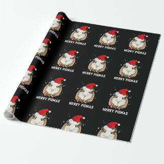Papel De Presente Merry Pigmas Santa Hat Guinea Pig Christmas Pajama