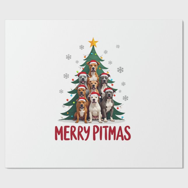 Papel De Presente Merry Pitmas Pitbull Dog Ugly Christmas Sweater Tr (Aberto)