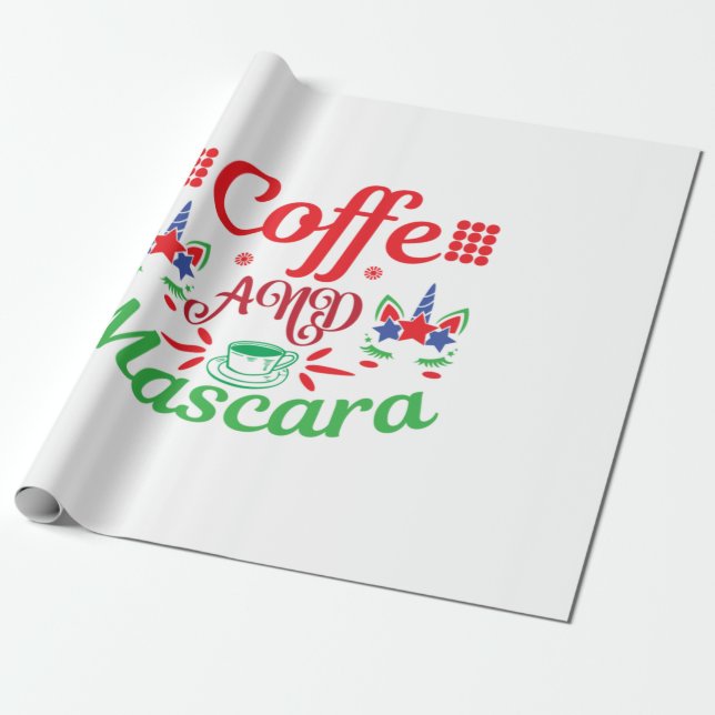 Papel De Presente Merry Xmas Cafeine E Mascara (Desenrolado)