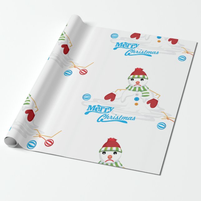 Papel De Presente merry xmas derretendo boneco de neve (Desenrolado)