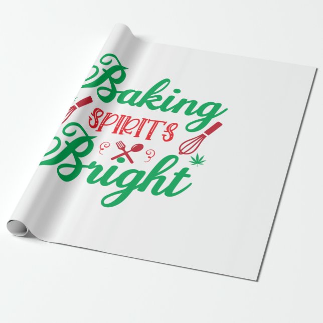 Papel De Presente Merry Xmas Fazendo Espíritos Brilhante (Desenrolado)