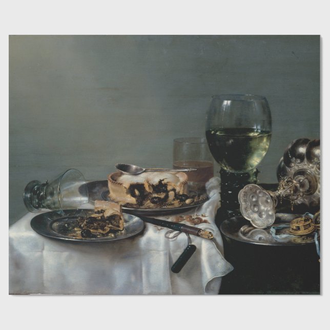 Papel De Presente Mesa de pequeno almoço com a torta de Blackberry (Aberto)