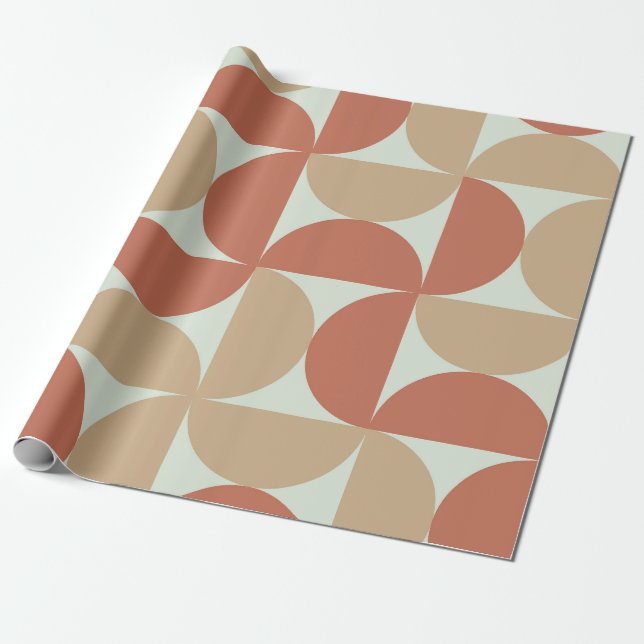 Papel De Presente Metade dos Círculos de meio século em Tan e Terrac (Desenrolado)