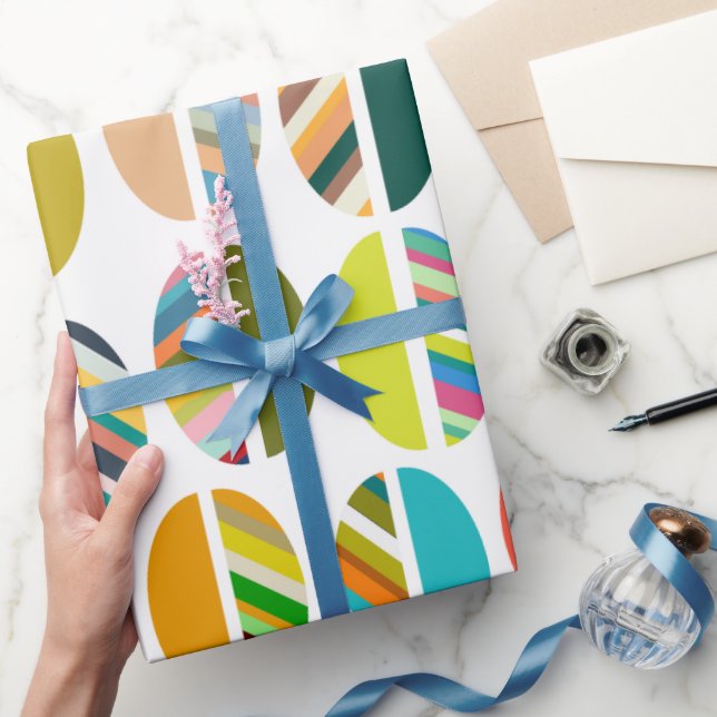 Papel De Presente Metades Ovalas em Faixa (Presentear)