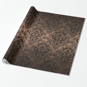 PAPEL DE PRESENTE METAL PRETO DO MÁRMORE DAMASK1 & DO BRONZE (R)