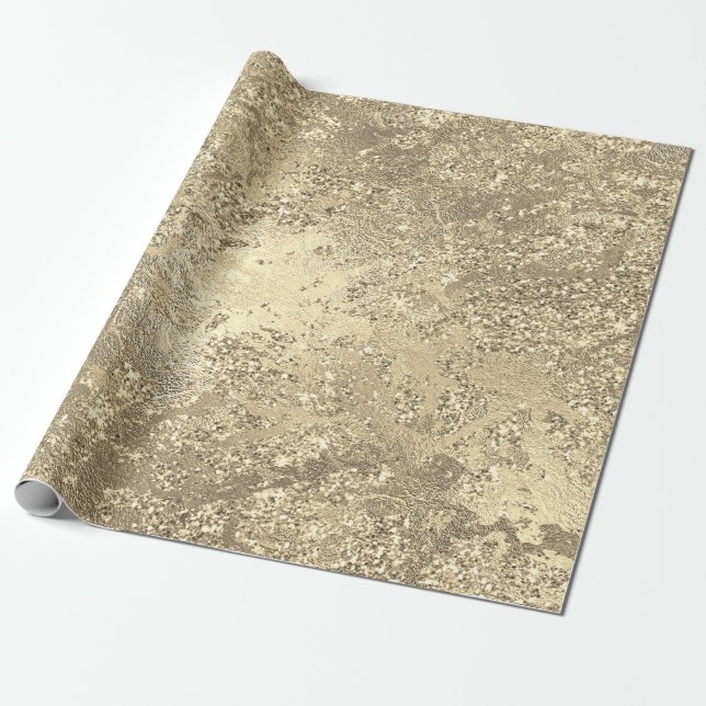 Papel De Presente Metálico Brilhante Dourado Marble Brilhante Molhad (Desenrolado)
