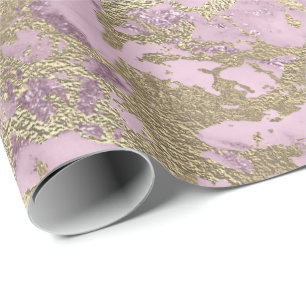 Papel De Presente Metálico de pedra de mármore malva do Lilac