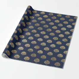 Papel De Presente Metálico Elegante Dourado e Azul sob a casca do ma