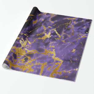 Papel de Presente Metálico Mármore Violeta Dourado