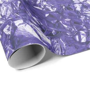 Papel De Presente Metálico roxo azul da folha de alumínio enrugado