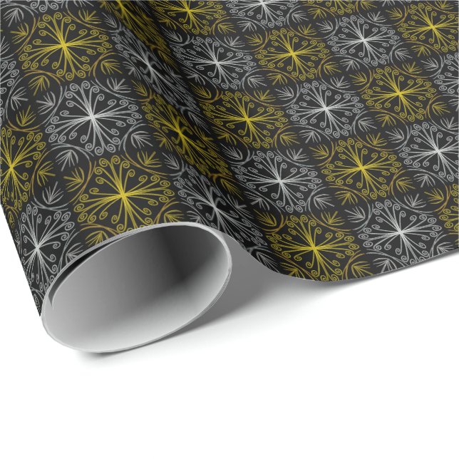 Papel De Presente Metallic flower tile abstract (Ponta do rolo)