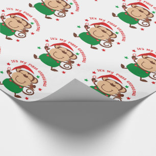 Papel De Presente Meu Primeiro Macaco de Papais noeis de Natal