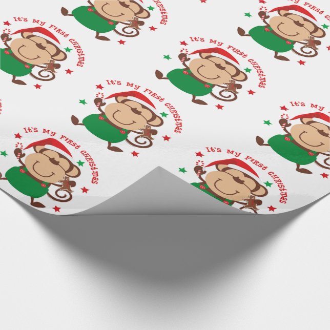 Papel De Presente Meu Primeiro Macaco de Papais noeis de Natal (Ponta)