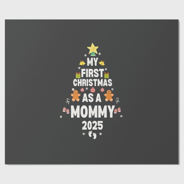 Papel De Presente Meu Primeiro Natal como Mamãe 2025 Xmas (Aberto)