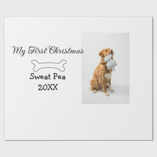 Papel De Presente Meu primeiro Natal nome do animal de estimação fot