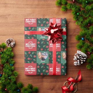 Papel De Presente Meu Primeiro Nome De Natal Bebê Papel De Moldagem 