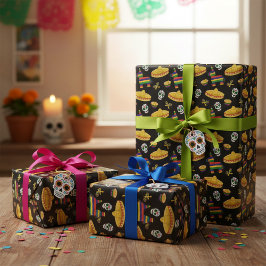 Papel De Presente Mexican Fiesta & Día de Muertos Wrapping Paper