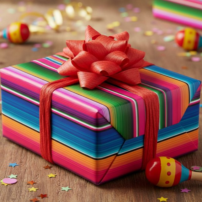 Papel De Presente Mexicano Blanket Fiesta Stripes Coloridas Sarape (Criador carregado)